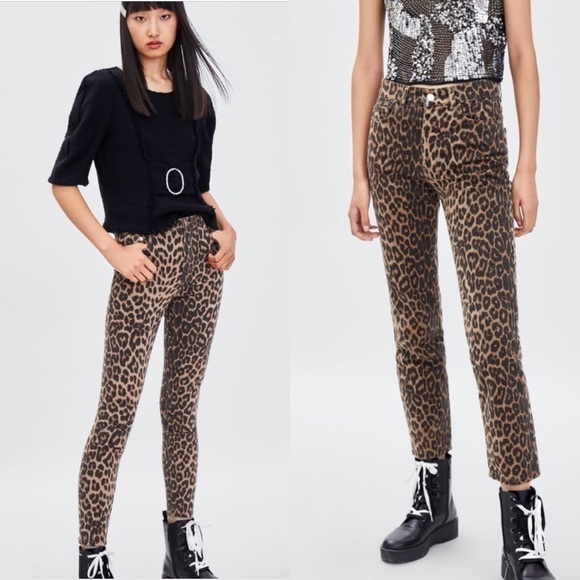 Zara Animal Print Skinny Jeans 2 - Picture 1 of 8